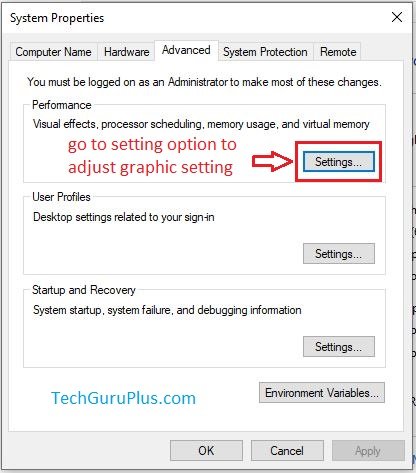 Graphics Settings After Clicking Advance option