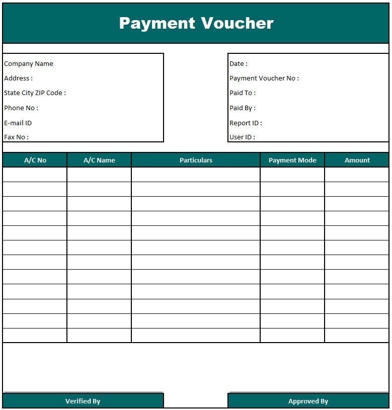 Payment Voucher Format Download Online in Excel