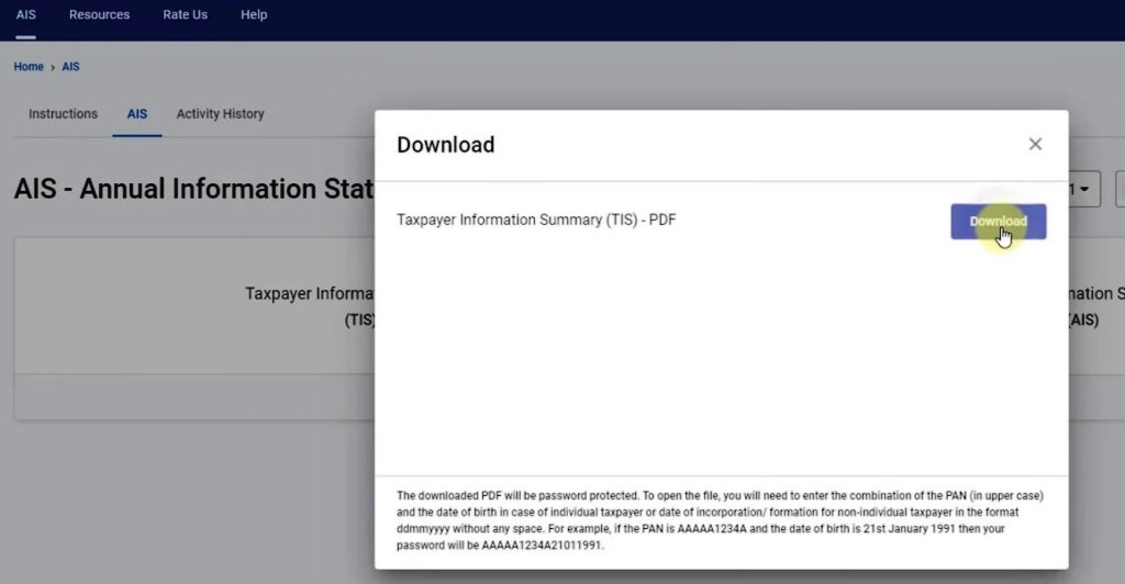download annual information statement ais income tax