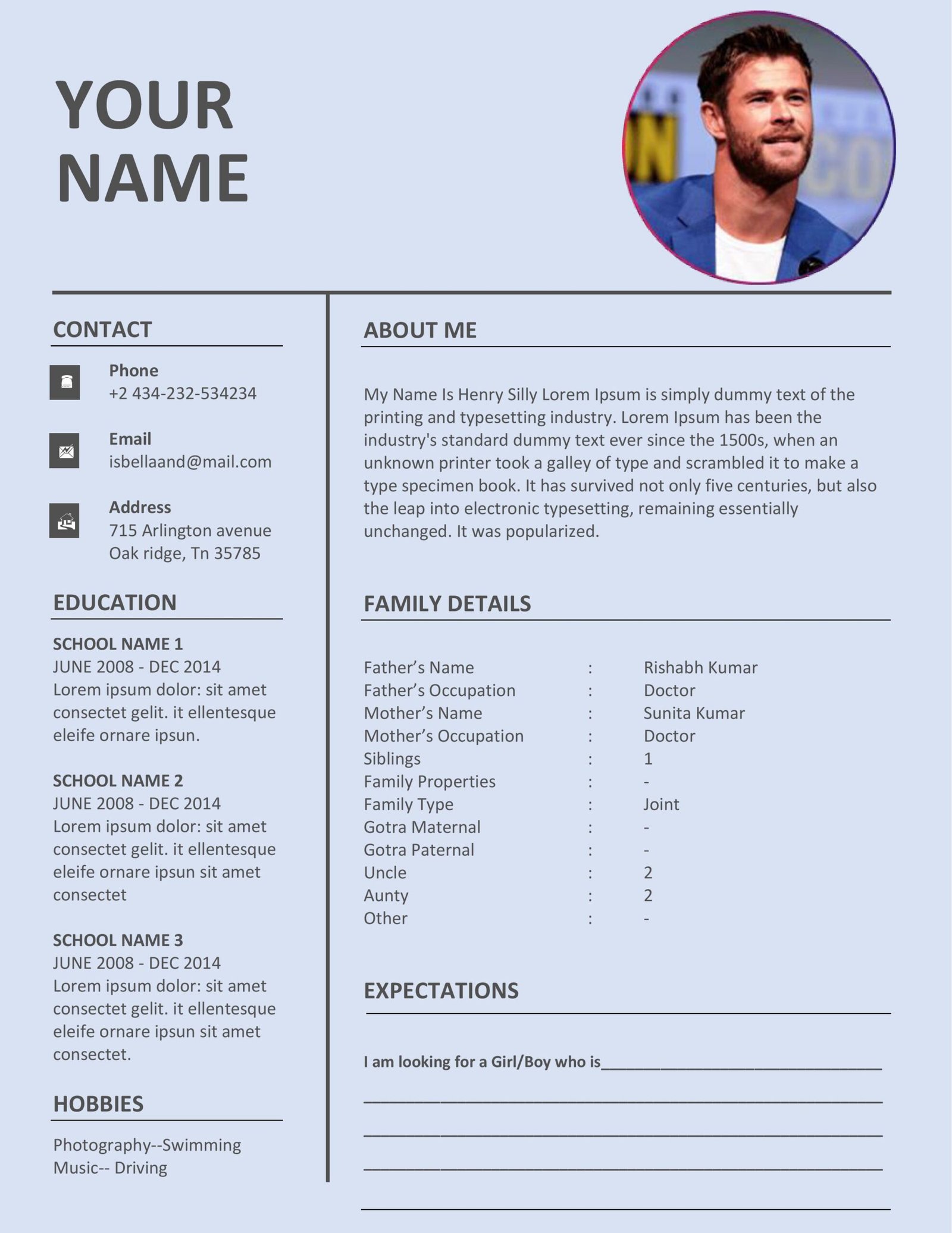 Create Biodata For Marriage Online in Ms-word