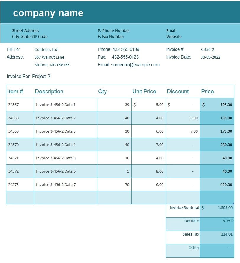 invoice template with tracker