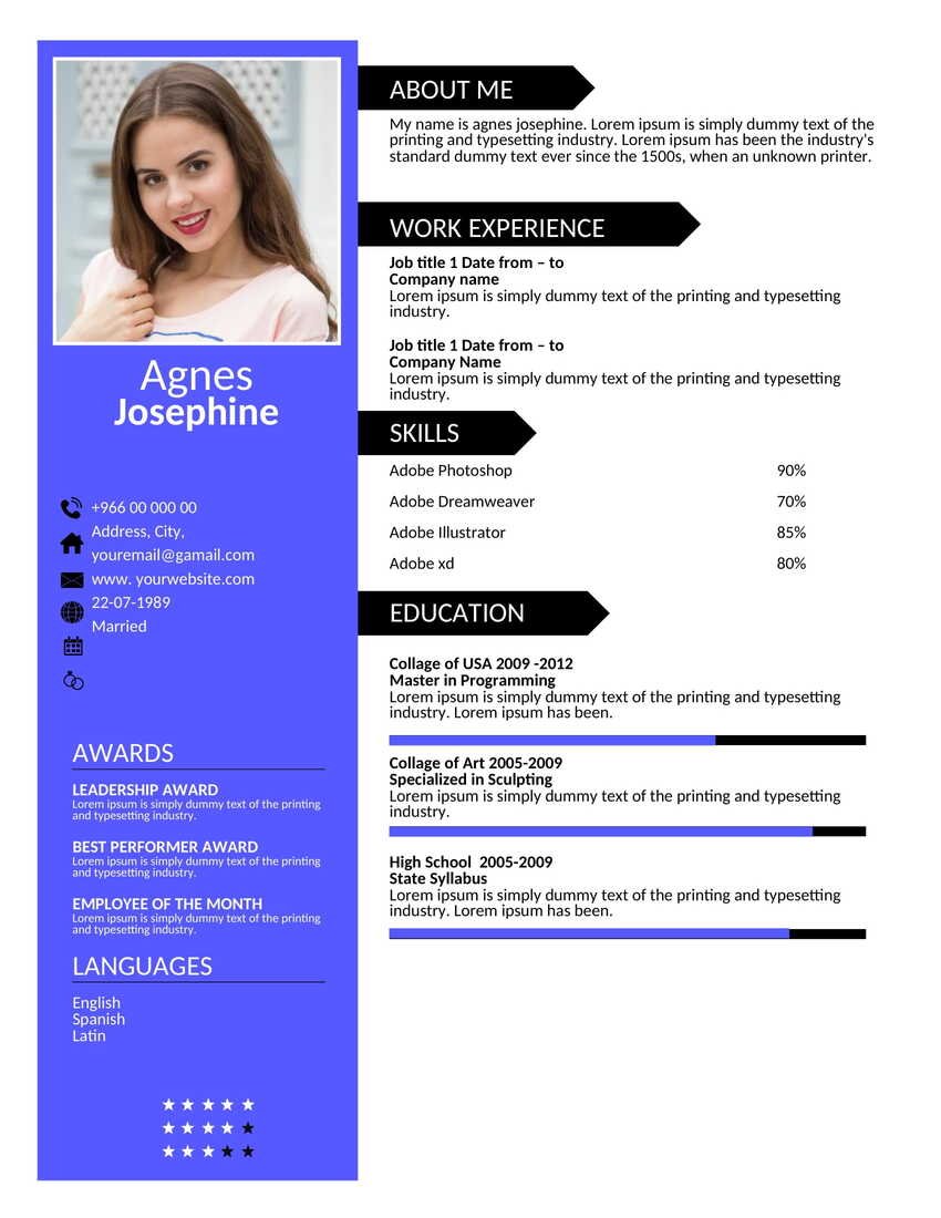 Free Editable Resume Template PDF docx pdf 