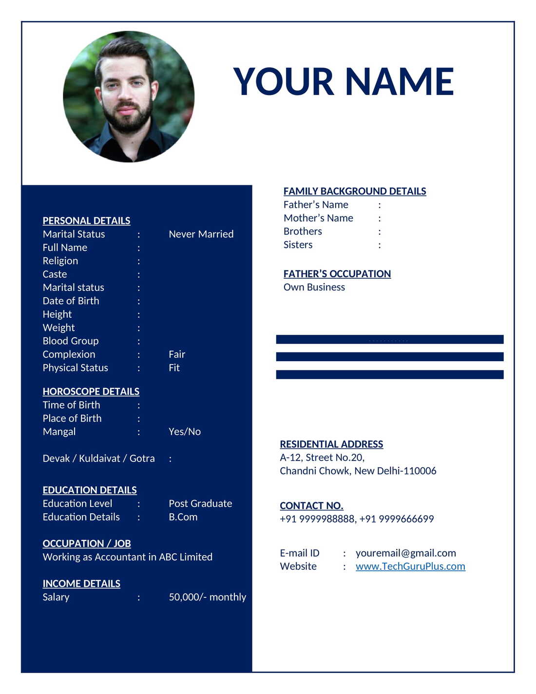 personal biodata format download