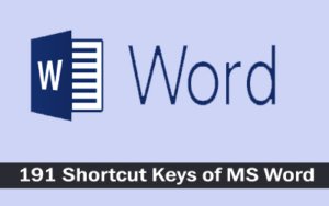 All Shortcuts of Microsoft Word (191 Shortcut Keys) Download in Excel (.xls file)