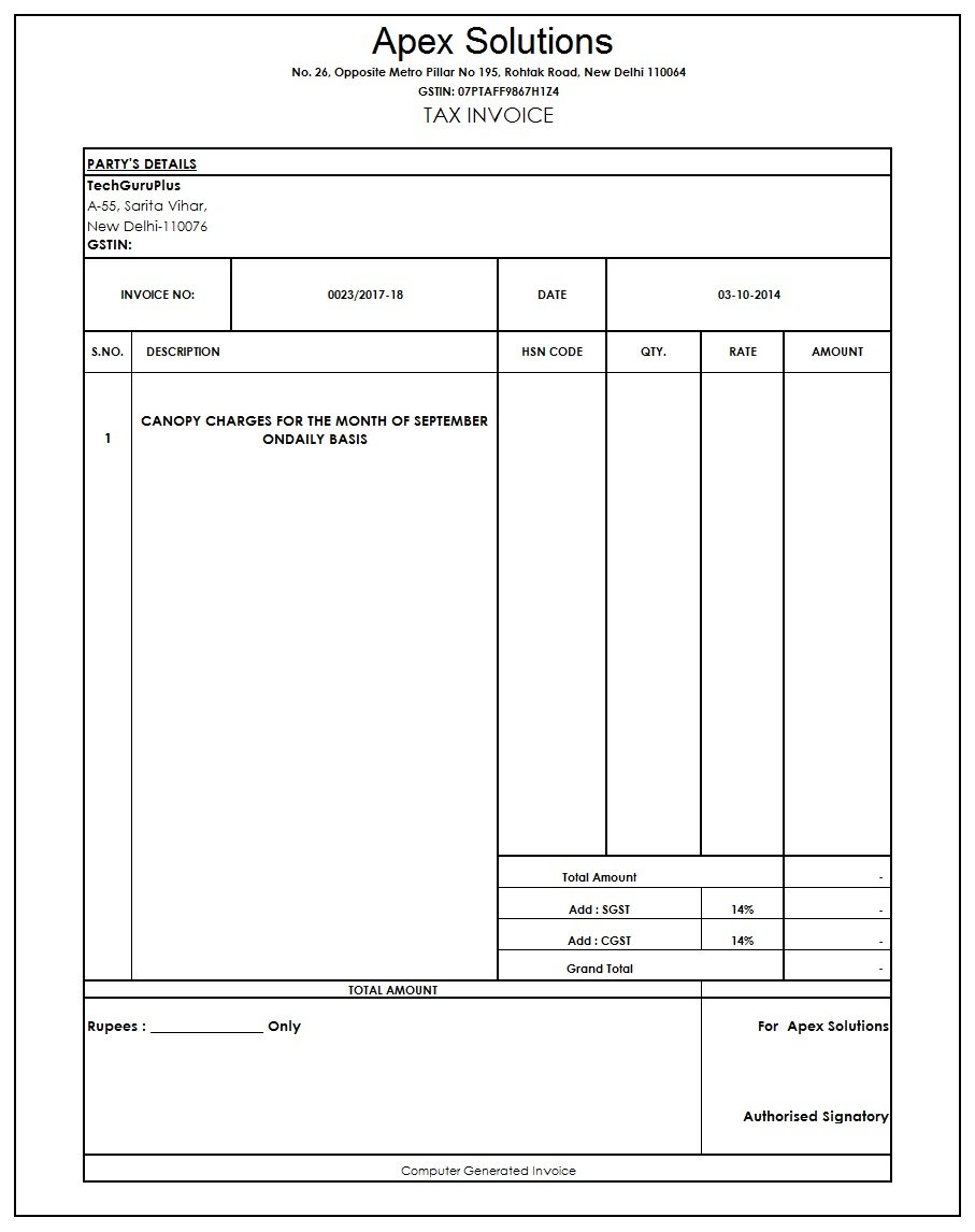 Gst Invoice Format In Excel Word Pdf And Jpeg Format No 20 Riset