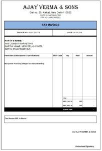 GST Invoice Format in Excel, Word, PDF and JPEG (Format No. 9)