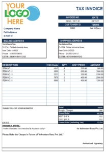 Gst Invoice Format In Excel, Word, Pdf And Jpeg (format No. 14)