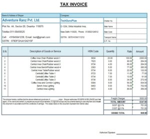 GST Invoice Format in Excel, Word, PDF and JPEG (Format No. 18)