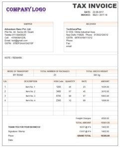 GST Invoice Format in Excel, Word, PDF and JPEG (Format No. 19)