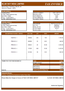 Creative Invoice Format in Excel .xls file Download
