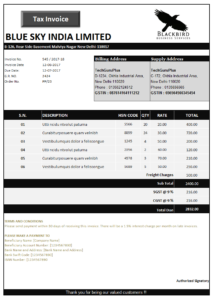 Self Employed Invoice Template in Excel .xls file Download