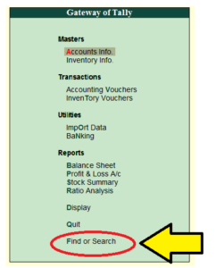 Find or Search Option in Tally Add-on TDL for Tally ERP 9 (.txt .tcp .tdl)
