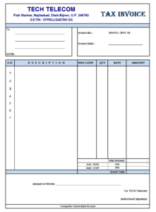 GST Invoice Format in Excel, Word (Format No. 21) .xls, .doc file