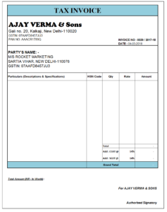 GST Invoice Format in Excel, Word (Format No. 25) .xls, .doc file