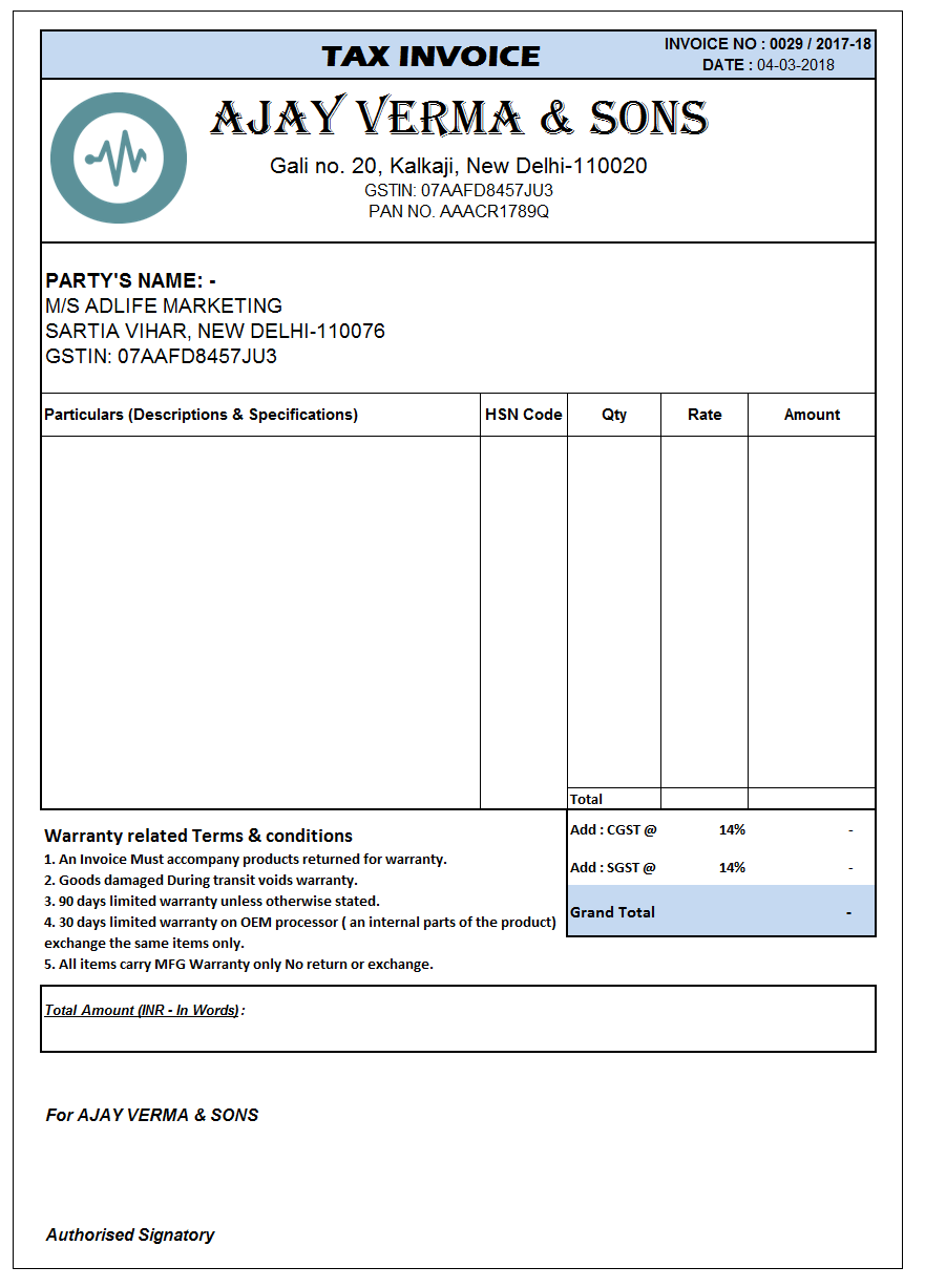 microsoft excel invoice template free download