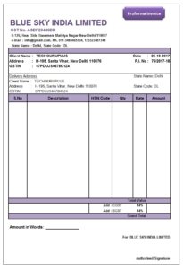 Proforma Invoice Format in Excel GST