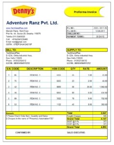 Proforma Invoice Format for GST