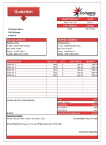 Download Simple Price Quote Template for Excel