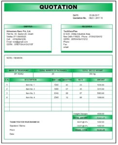 Quotation Format in Excel GST