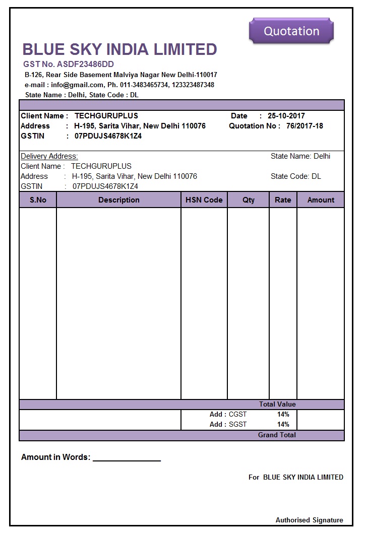 [Excel] Quotation Format in Excel FREE Templates Download (.xls)