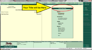 “Gateway of Tally” Title Replace TDL for Tally ERP 9