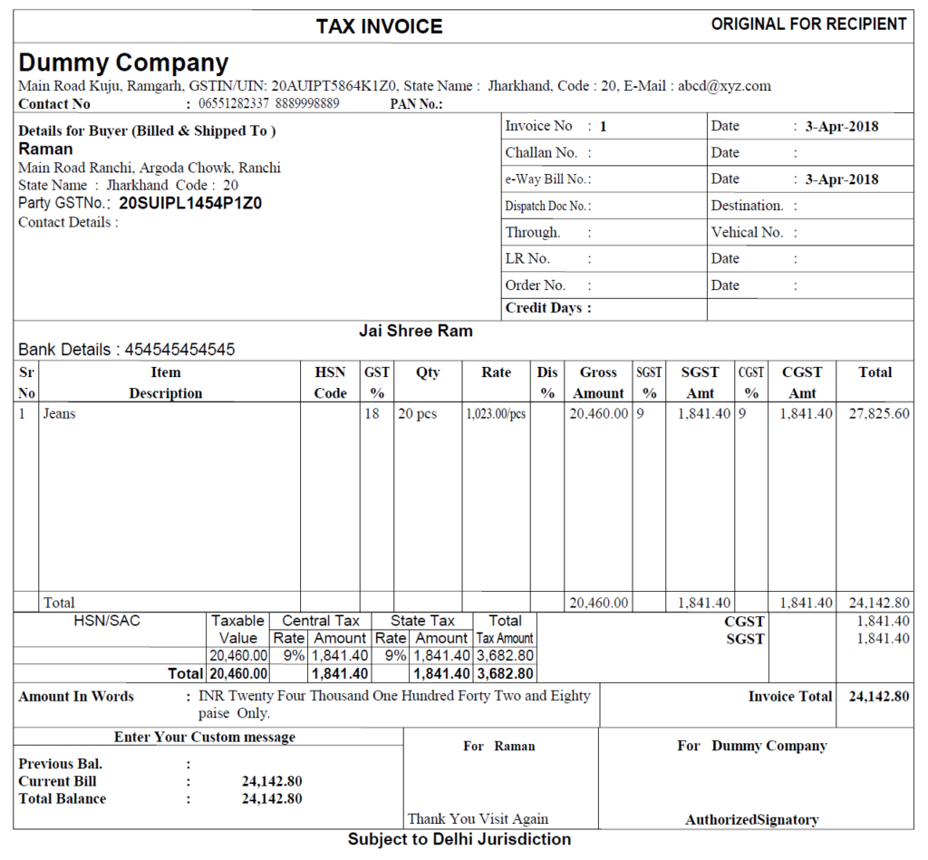 Dynamic Gst Invoice Tdl For Tally Erp 9