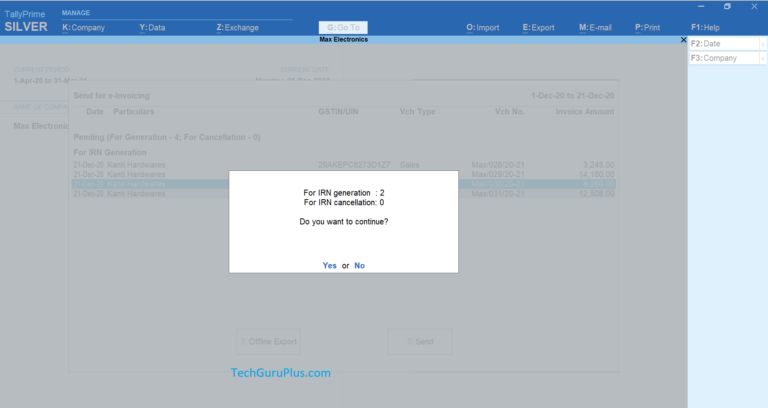 Bulk Generation Of E-Invoice In Tally Prime