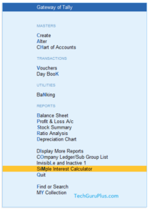 Tally Prime Calculate Simple Interest TDL file