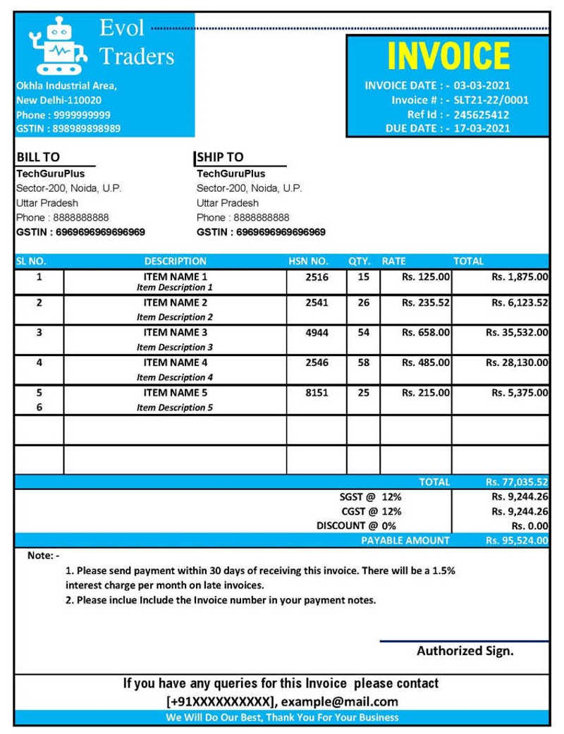 How To Make Gst Bill Format In Excel