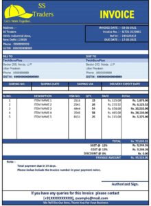 Colourful GST Invoice Format in Excel (Download .xlsx file)