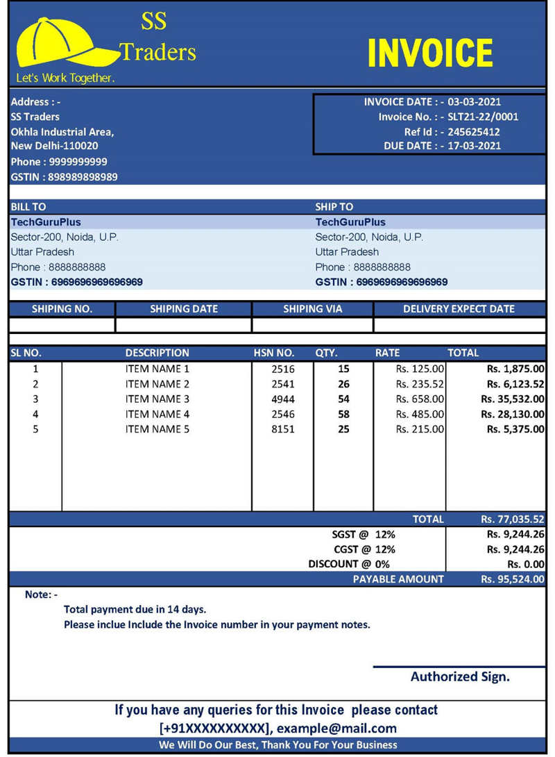 Gst Invoice In Excel Sheet