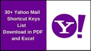 30+ Yahoo Mail Shortcut Key List Download In PDF & Excel