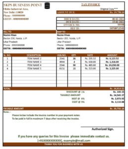 Professional Template  GST Invoice Format in Excel (Download .xlsx file)