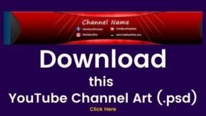 Red Background YouTube Channel Art Download PSD file for Photoshop