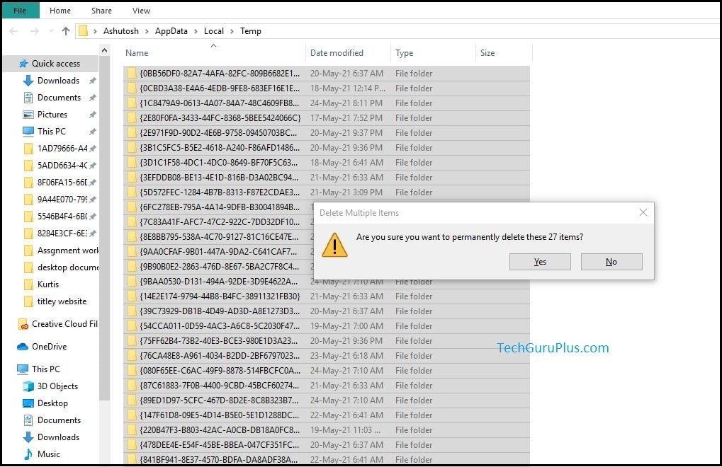 Delete temp file to increase laptop speed