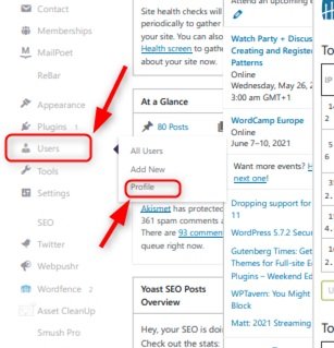 you can hover on “Users” without clicking it WordPress Dashboard