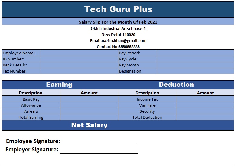 Format Of Salary Slip Jawervino