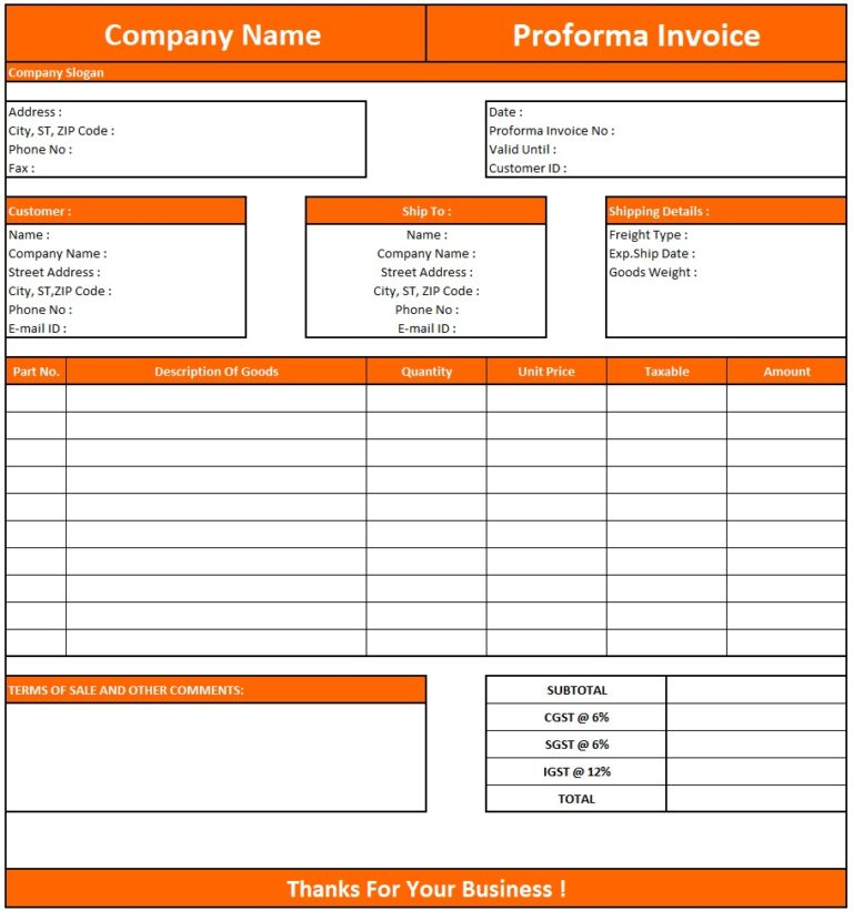 A Proforma Invoice Is Sent By | Download Proforma Invoice In Excel