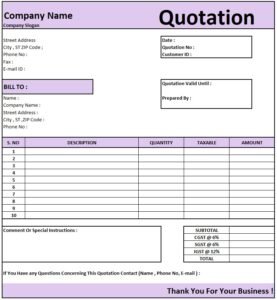 Computer Amc Quotation Format Sample | Download Quotation Format in Excel