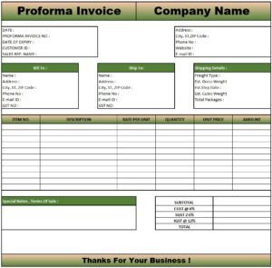 Excel Proforma Invoice | Download Proforma Invoice In Excel