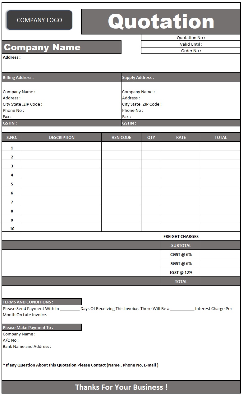 Fabulous Tips About Quotation Format With Gst In Excel - Dishst