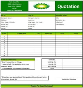 Housekeeping Quotation Letter Format | Download Quotation Format in Excel