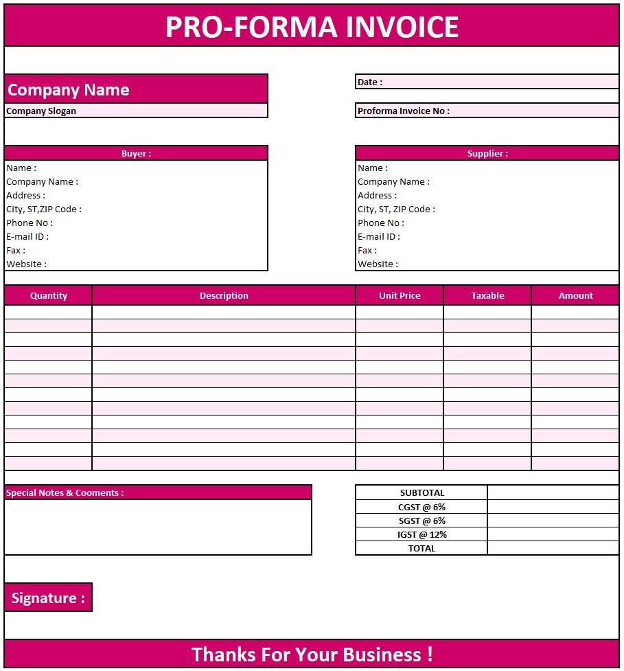 Invoice And Proforma Invoice,Download Proforma Invoice In Excel