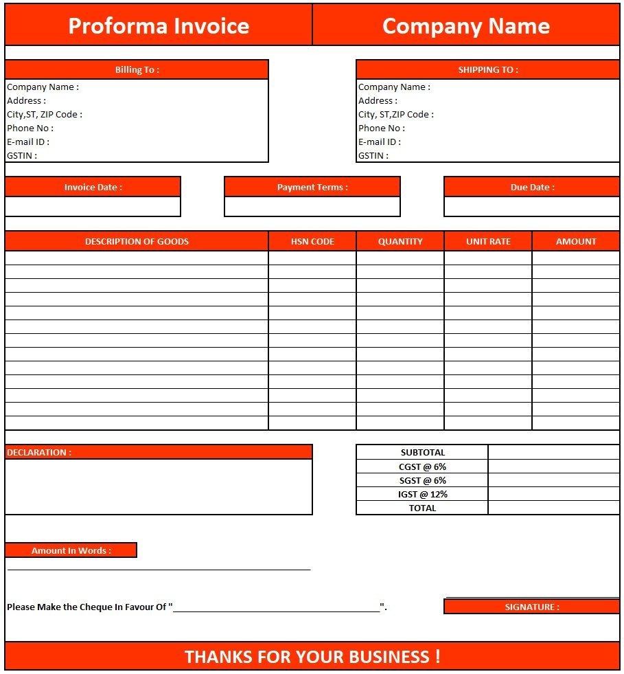 Make Proforma Invoice Online, Download Proforma Invoice In Excel