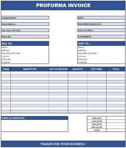 Proforma Invoice Advance Payment | Download Proforma Invoice In Excel