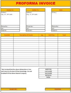 Proforma Invoice Editable Format | Download Proforma Invoice In Excel