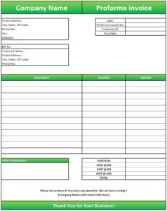 Proforma Invoice In Excel Format | Download Proforma Invoice In Excel
