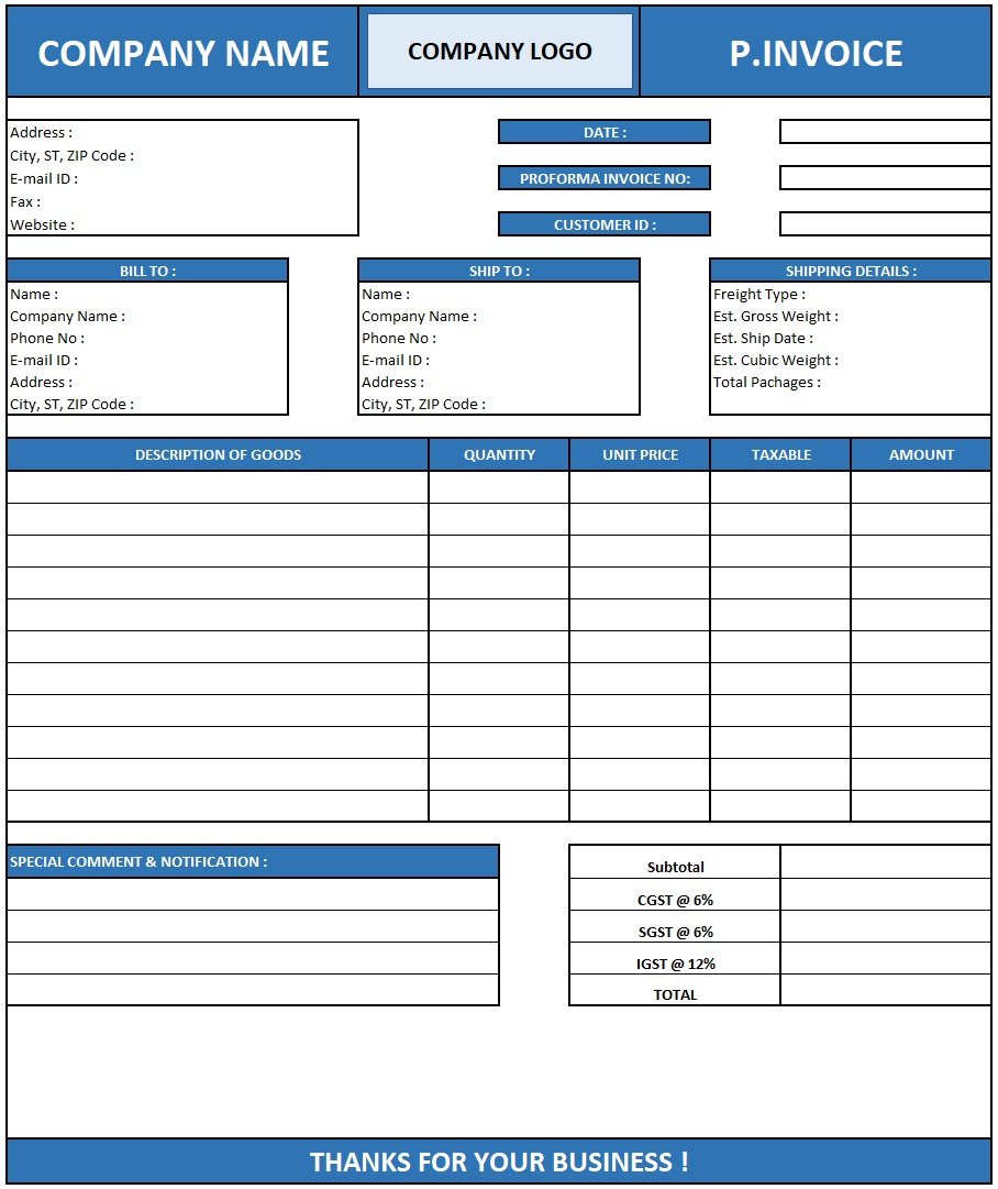 Proforma Invoice Mail Format ,Download Proforma Invoice In Excel