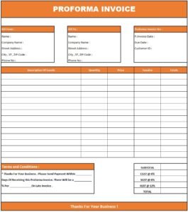 Proforma Invoice Purchase Order | Download Proforma Invoice In Excel