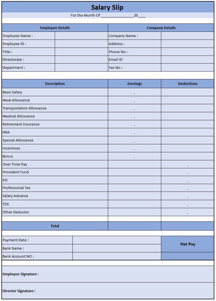 Pvt Ltd Company Salary Slip Format | Salary Slip Format In Excel ...